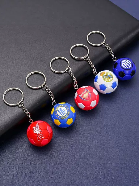 Mini Football Keychain Real Madrid Barcelona Red Devils Fan Souvenir Champions League Team Pendant Small Gift