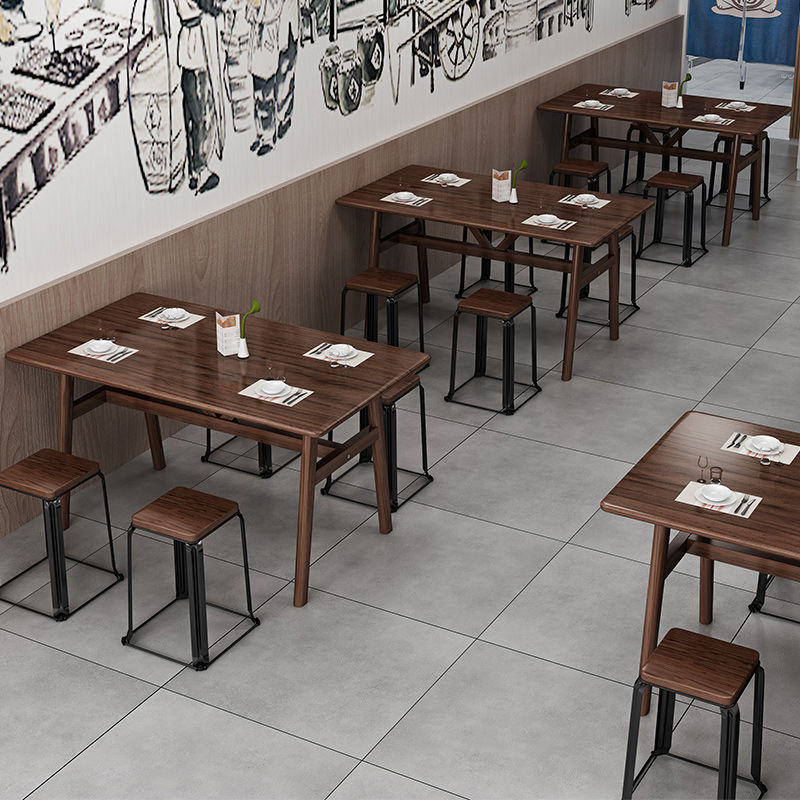 快餐店桌椅组合面馆早餐店经济型饭桌食堂员工商用餐饮长方形桌子|undefined