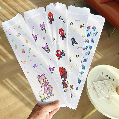 Children's Sun Protection Ice Sleeves for Boys and Girls, Summer Anti-Mosquito Ice Silk Sleeve Covers for Babies, Anti-Pilling Ice Sleeves, Cute Cartoon Protection