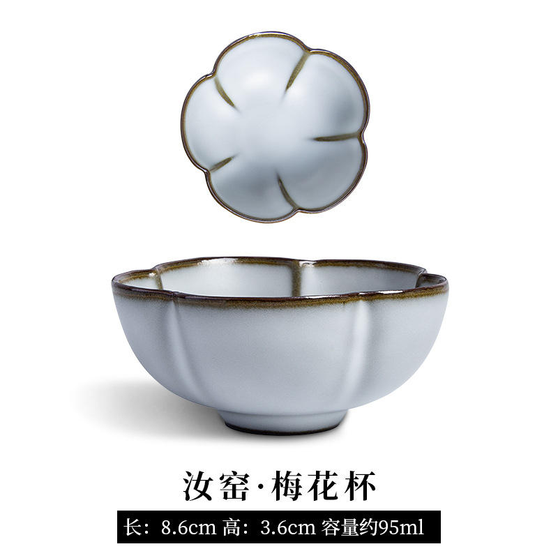 Taiwán RU horno taza de té taza maestra frijol oro seda pieza abierta se puede elevar hecho a mano sola taza cerámica juego de té Lotus taza personal