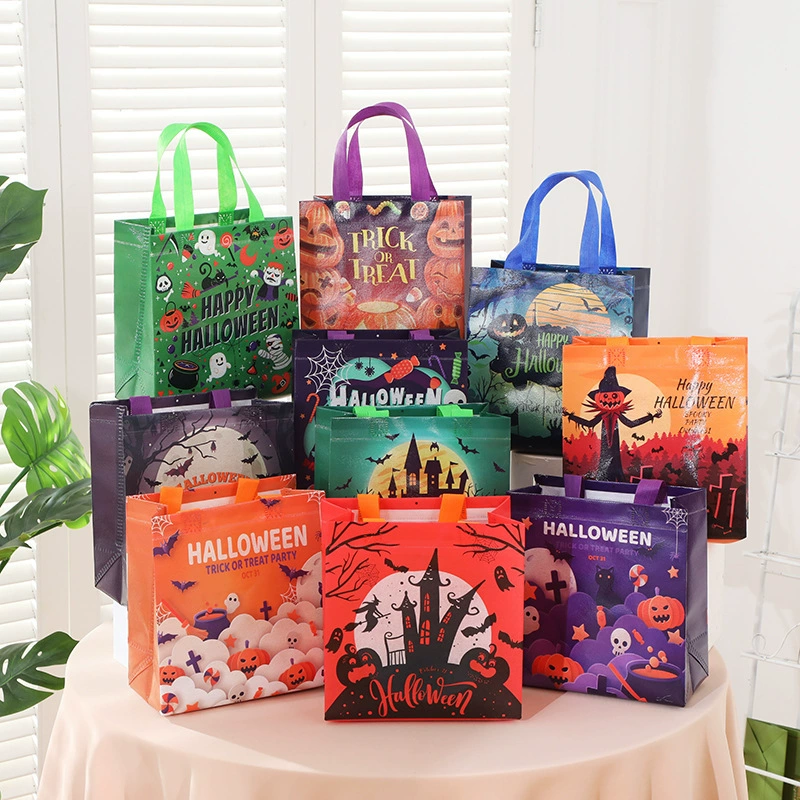 Хэллоуин сумка с принтом цветной нетканый мешок для вечеринок подарочная сумка торговый центр сумка для покупок оптом