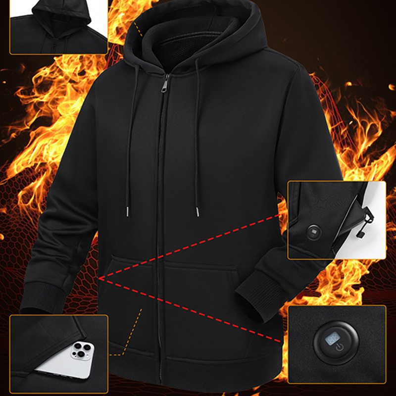 Men's Winter Electric Heated Thermal Sweatshirt, European Size, Loose Base Layer, Trendy Men's Winter Electric Heated Thermal Sweatshirt, European Size, Loose Base Layer, Trendy
