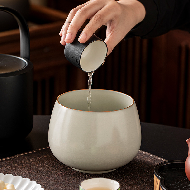 Ru窑 cerámica gran construcción de agua de té de lavado de agua de té sin cubierta mesa de secado de té tanque de residuos de té accesorios de té de kung fu doméstico