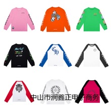 跨境爆款克罗伈Chrome Heart高品质双纱纯棉圆领男女印花长袖T恤