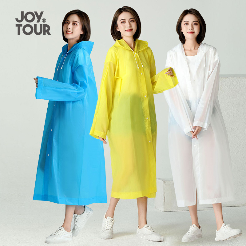 Waterproof raincoat with added thickness and length, suitable for both men and women, transparent, portable, and reusable for outdoor hiking.