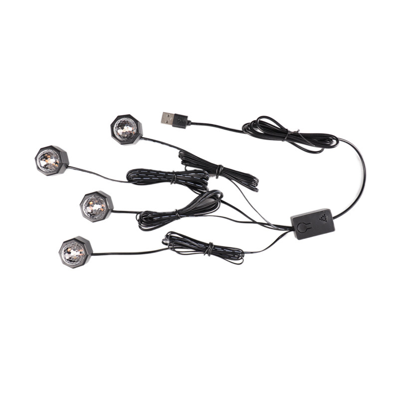 Lámpara de atmósfera interior LED de la estrella de la tierra del automóvil USB mágica lámpara de bola controlada por voz lámpara interior flash