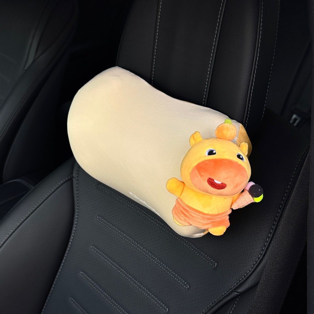 Capybara Lulu Car Headrest Neck Pillow Car Seat Cushion Car Pillow for Women Car Interior Pillow Lumbar Support Set
