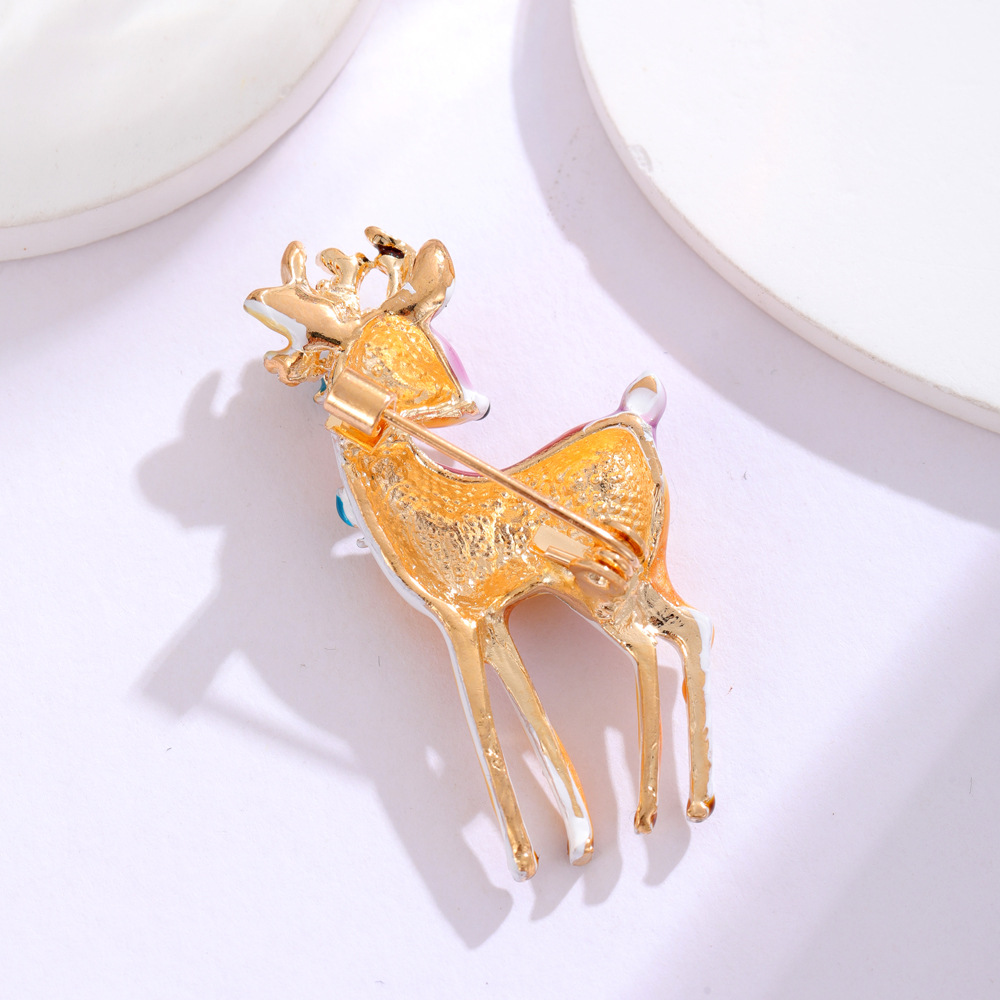 Brooches Classification Cute Pin Deer Alloy Enamel Plating Inlay Rhinestones Unisex Brooches