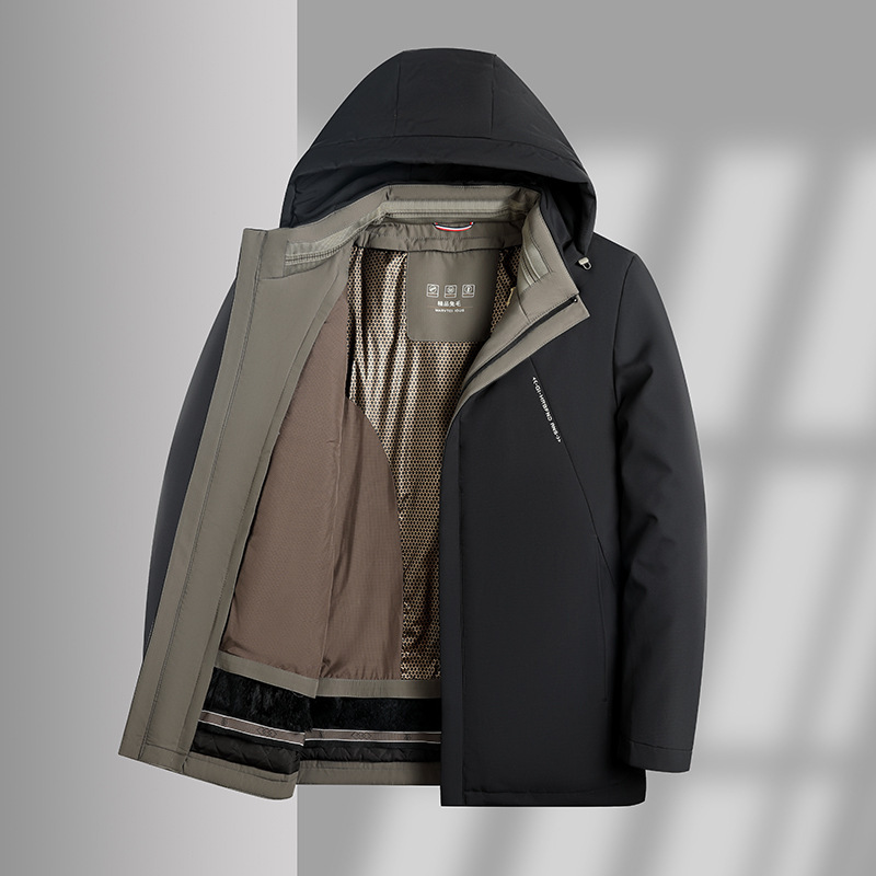 冬季新款可脱卸帽子加绒含兔毛棉衣派克外套黑色藏青色披肩帽夏季