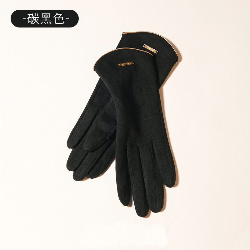 日本の手袋の冬の女性のベルベットは、車のタッチパネルのベルベットの保温防寒手袋の冬の国境を越えた