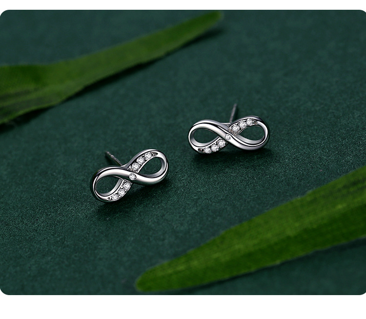 Ear Studs Classification 1 Pair Quantity Casual, Daily Occasion 1 Pair 925 Sterling Silver Zircon Infinity Ear Studs