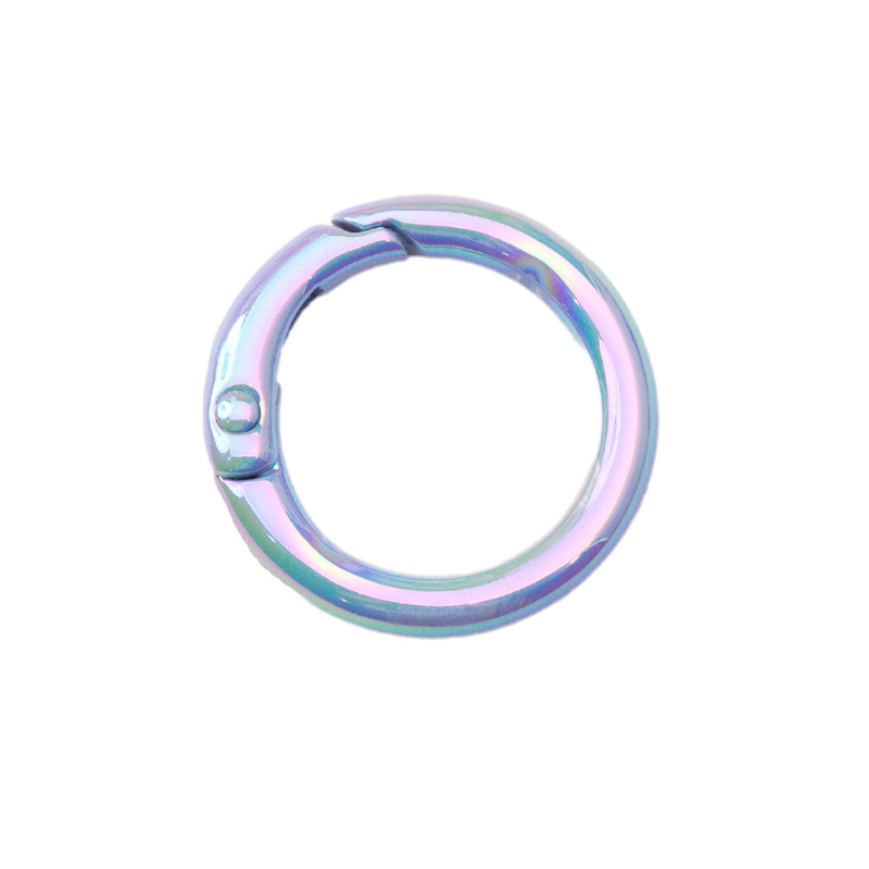 Color hebilla de resorte anillo de chapado uv anillo de división anillo de resorte llavero accesorios de bricolaje anillo de conexión de aleación