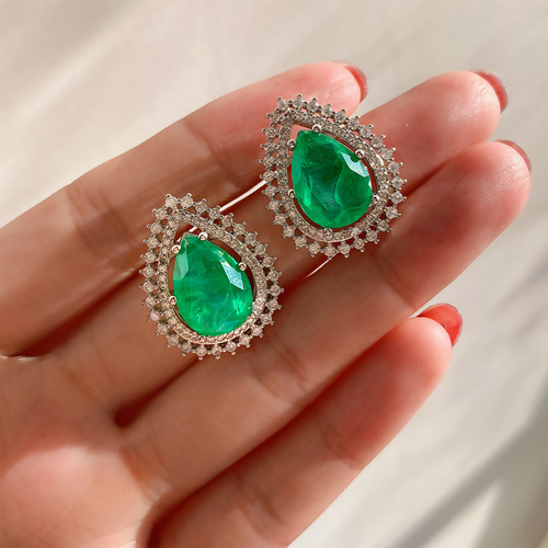 Zhuang Sheng Sheng Jewelry Bestselling European and American Classic Imitation Colorstone Emerald Jewelry Set with Tear-Drop Shape Main Stone 10*14