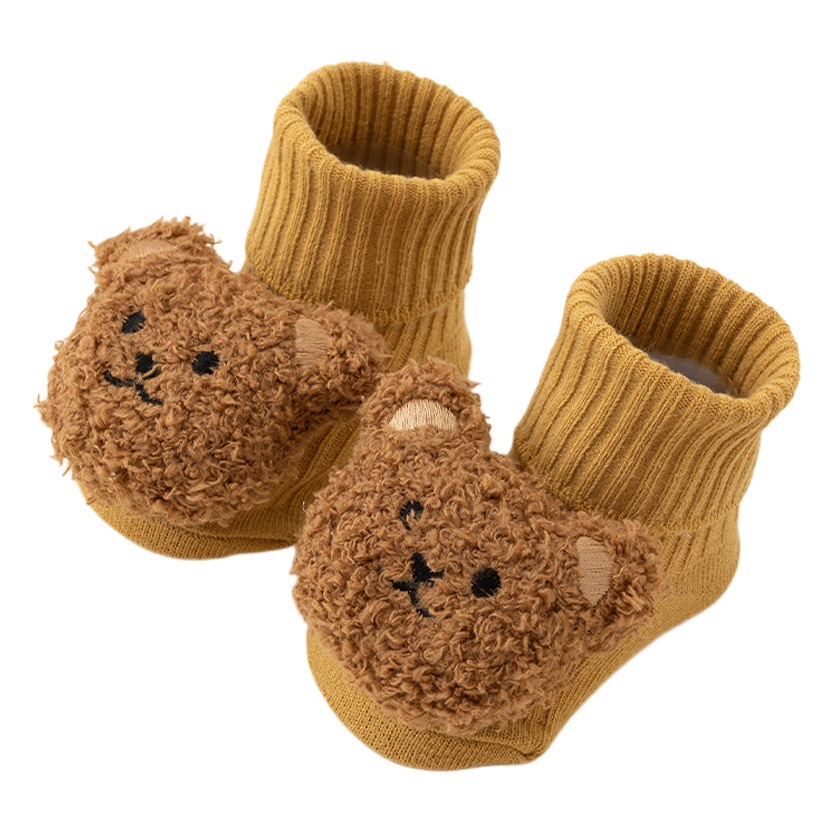 24 calcetines de bebé estilo primavera y otoño, de algodón puro de primera calidad, antideslizantes, hasta la pantorrilla, con dibujos animados, para niños pequeños, al por mayor.