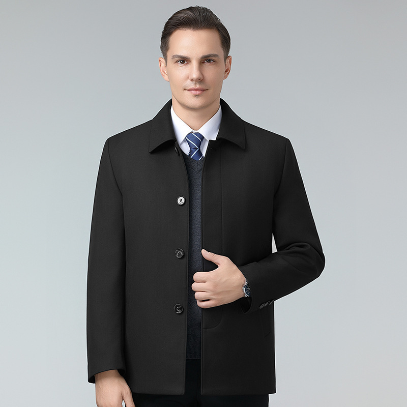 Counter Middle-Aged and Elderly Dad's down Jacket Business Men's Classy Casual Mid-Length Large Size Windbreaker Warm Jacket Winter