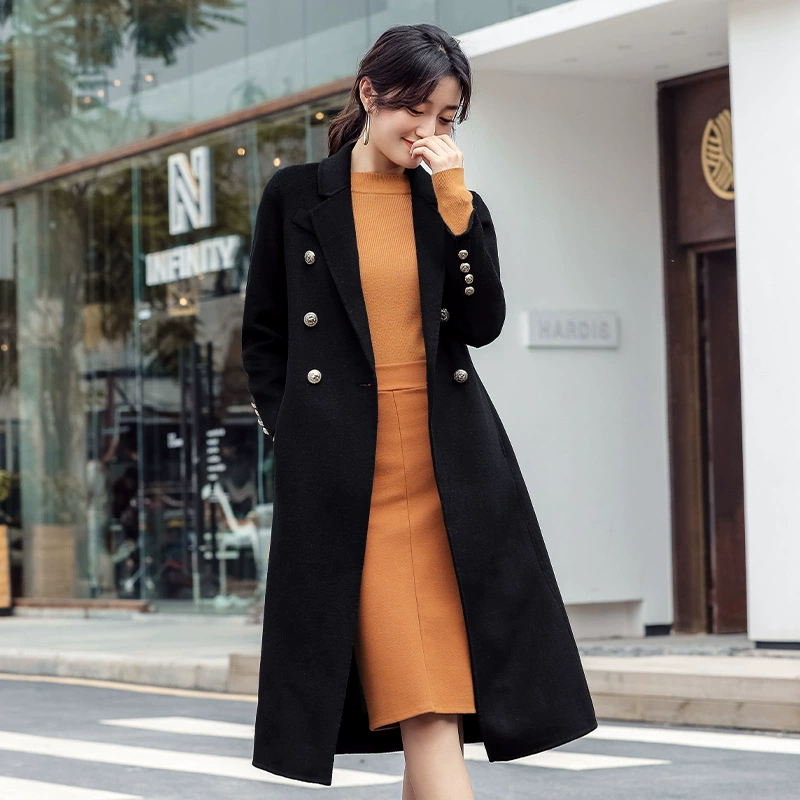 Профессиональное шерстяное пальто Женская зимняя длинная стильная гостиничная приемная Стюардесса Униформа выше колена Рабочая одежда для отдела продаж