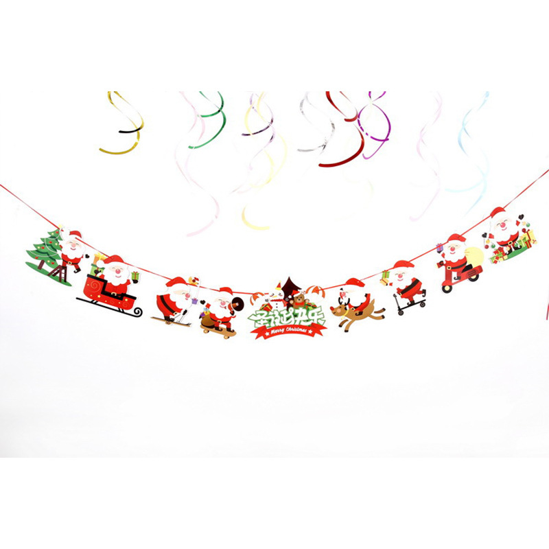 Banderas navideñas transfronterizas en stock, 24 tipos de banderas de dibujos animados, decoraciones navideñas al por mayor de fabricantes, admiten pedidos de lotes mixtos.
