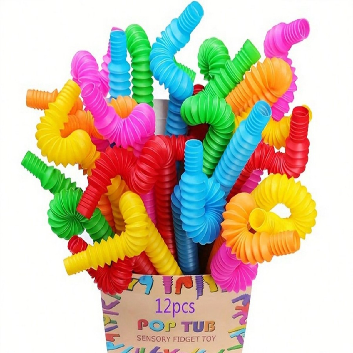 20pcs transfronterizo tubo pop tubo de plástico estirado de color tubo de descompresión corrugado tubo de ventilación tubo telescópico descompresión jugar