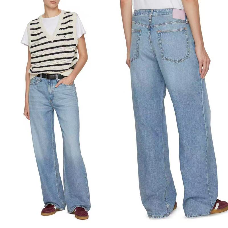 2025 Early Autumn New European and American Rag Same Style High Waist Loose Straight Denim Pants for Women