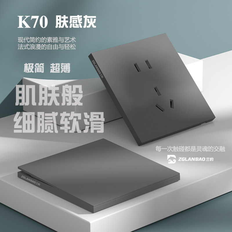 兰豹家用暗装墙壁开关哑光超薄款五孔插座面板一开双控带5孔批发