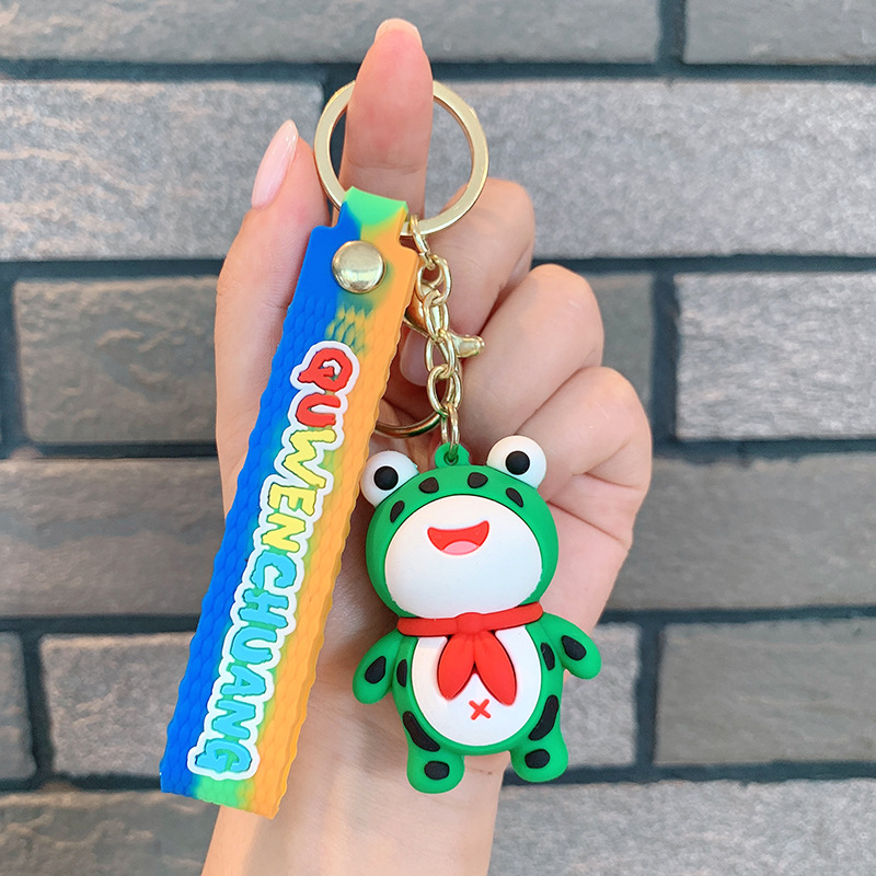 Internet celebridad Rana llavero lindo bufanda Rana muñeca de silicona coche llavero bolsa colgante pequeño regalo