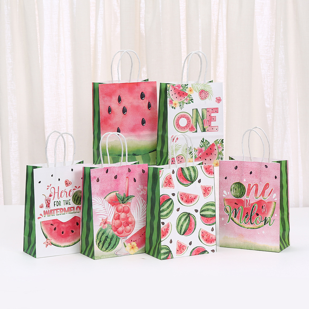 西瓜夏天牛皮纸纸袋服饰礼物包装购物袋大容量礼品糖果手提袋