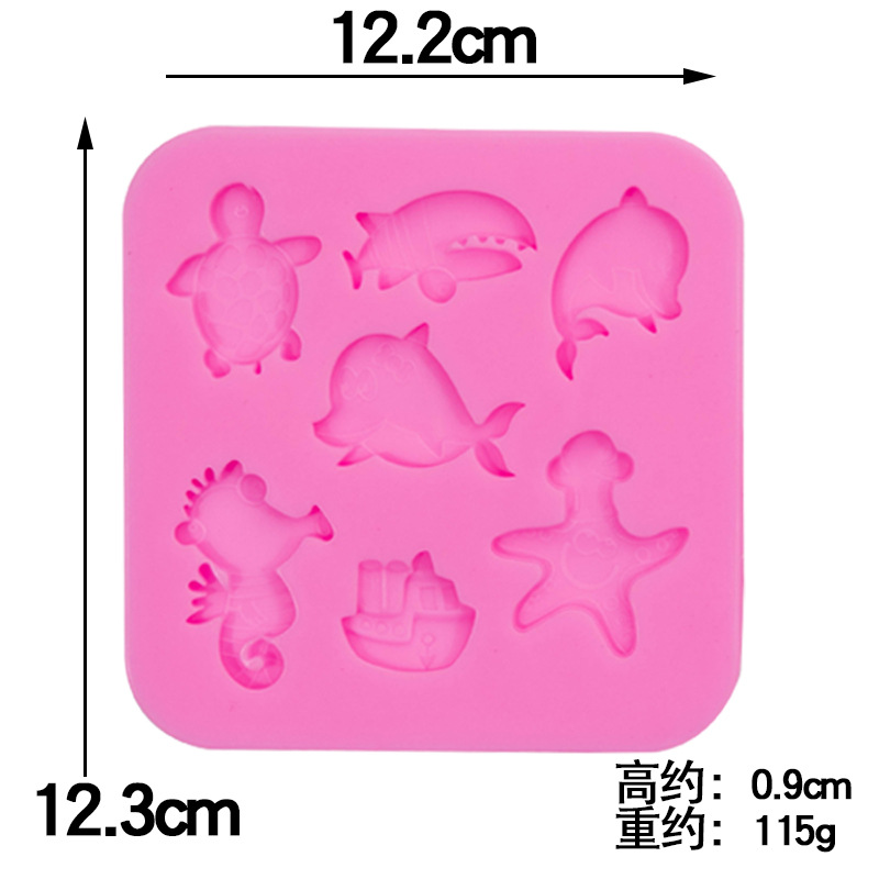 Océano serie delfín tortuga de mar caballito de mar estrella de mar cangrejo Coco árbol fondant pastel de chocolate decorativo molde de silicona