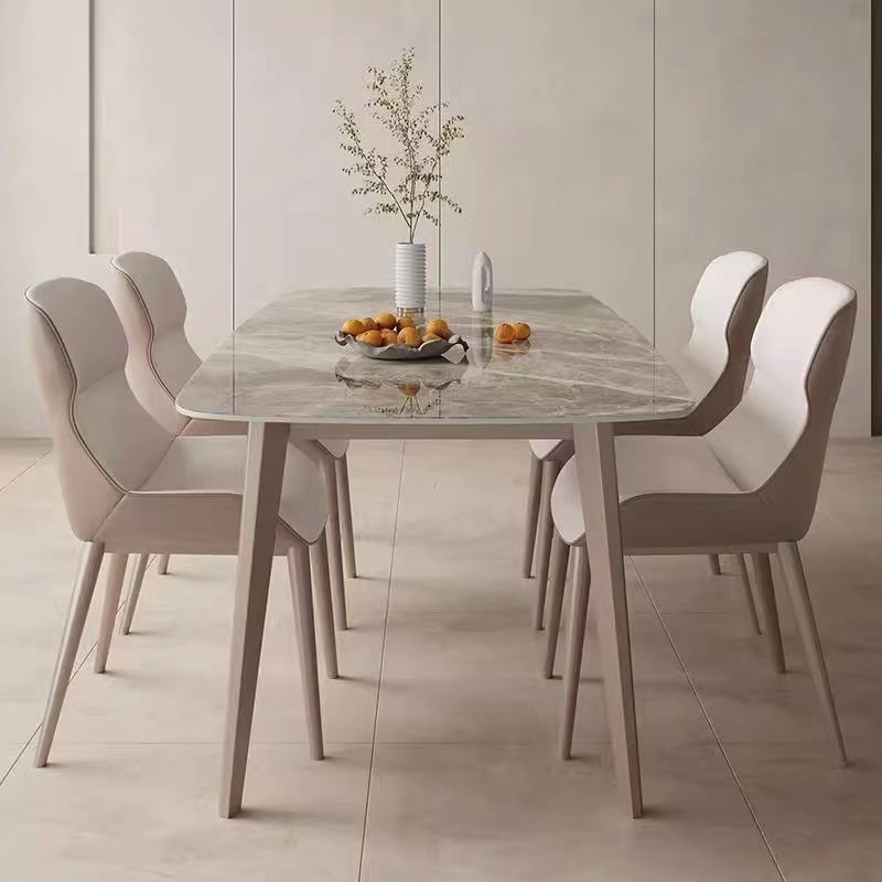 Luz y lujo moderno simple casa pequeña mesa de comedor rectangular italiana mesa de comedor de tabla de roca brillante combinación de mesa de comedor