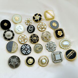 镶钻金属纽扣圆形植绒小香风扣子高档辅料钮扣批发大衣风衣装饰扣-阿里巴巴