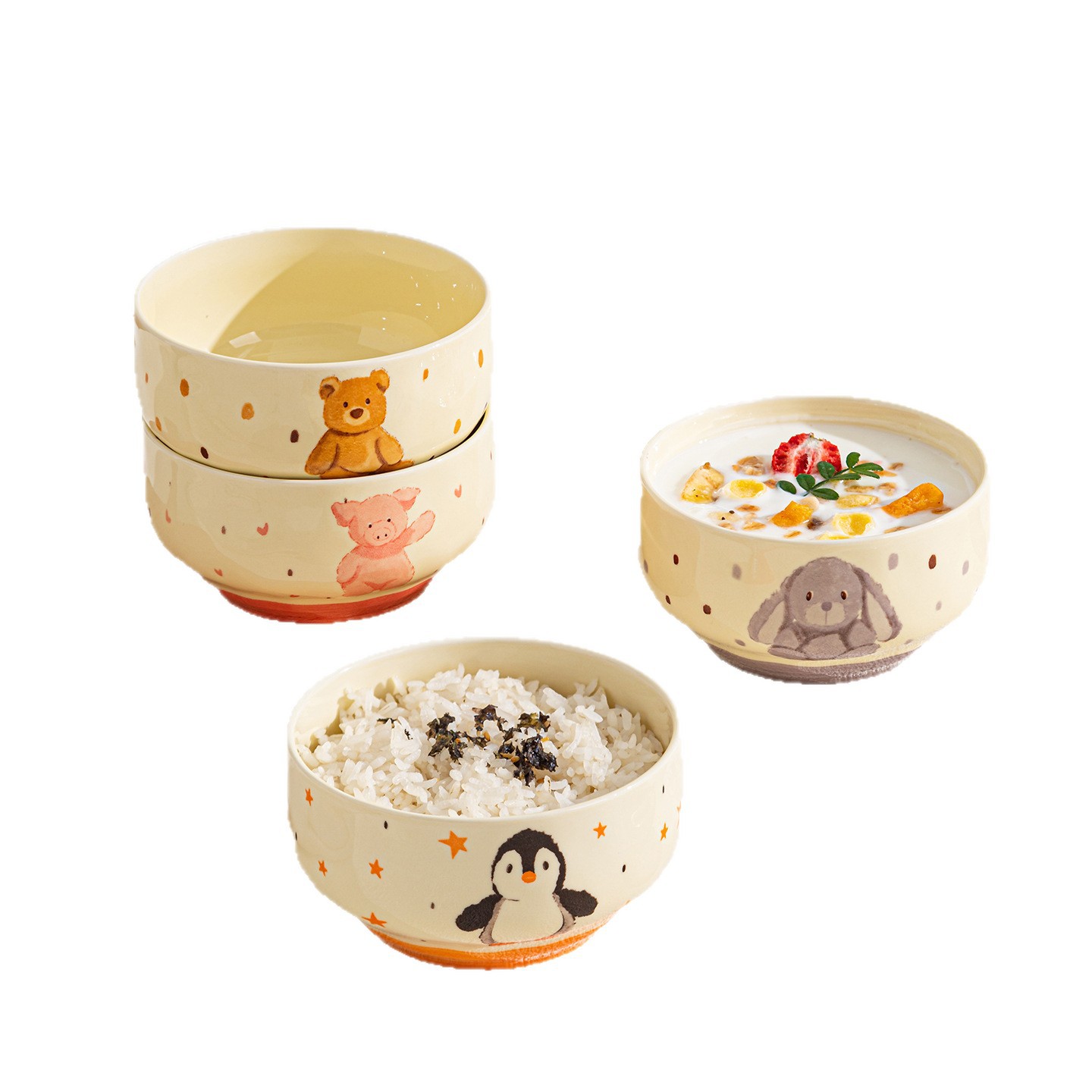 Bonita explosión de alto valor de la cara cuenco de cerámica de color esmaltado bajo el nuevo cuenco de yogur casero cuenco de arroz cubiertos de cerámica image 6