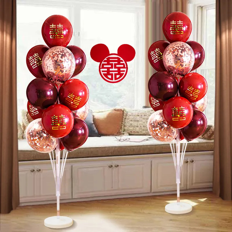 Wedding balloon floor floating set wholesale bedroom living room wedding room layout wedding new house column scene decoration table floating