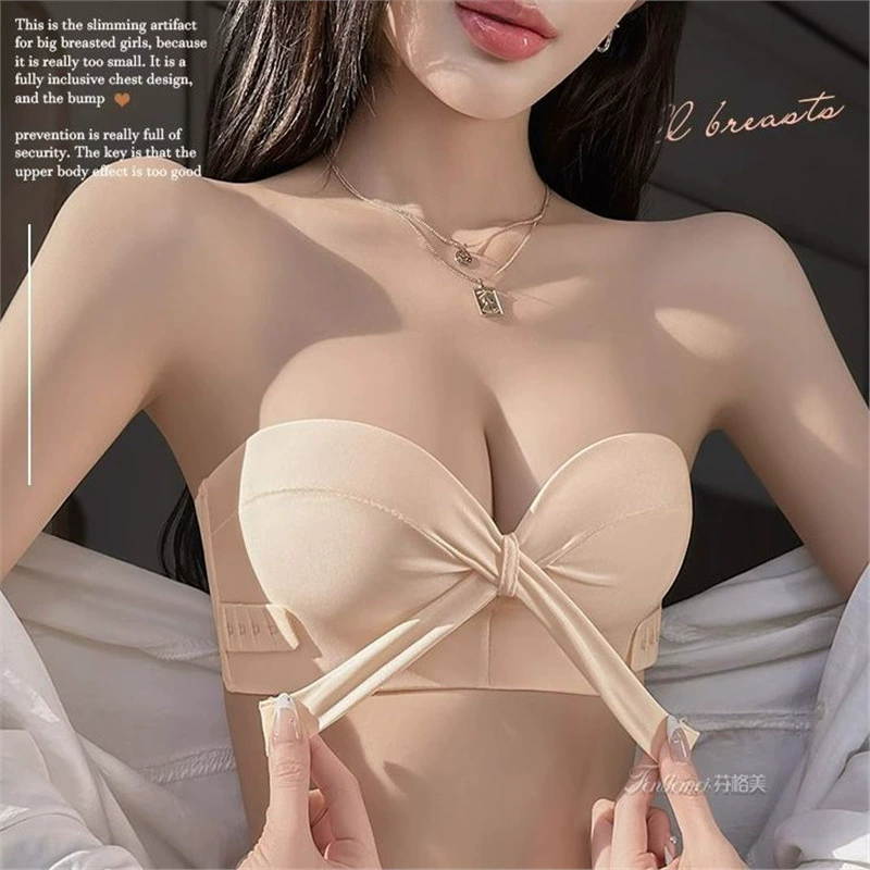 Бюстгальтер-бандо без бретелек для женщин с небольшой грудью, пуш-ап, противоскользящий, специальное платье-бретелька с красивым дизайном на спине.