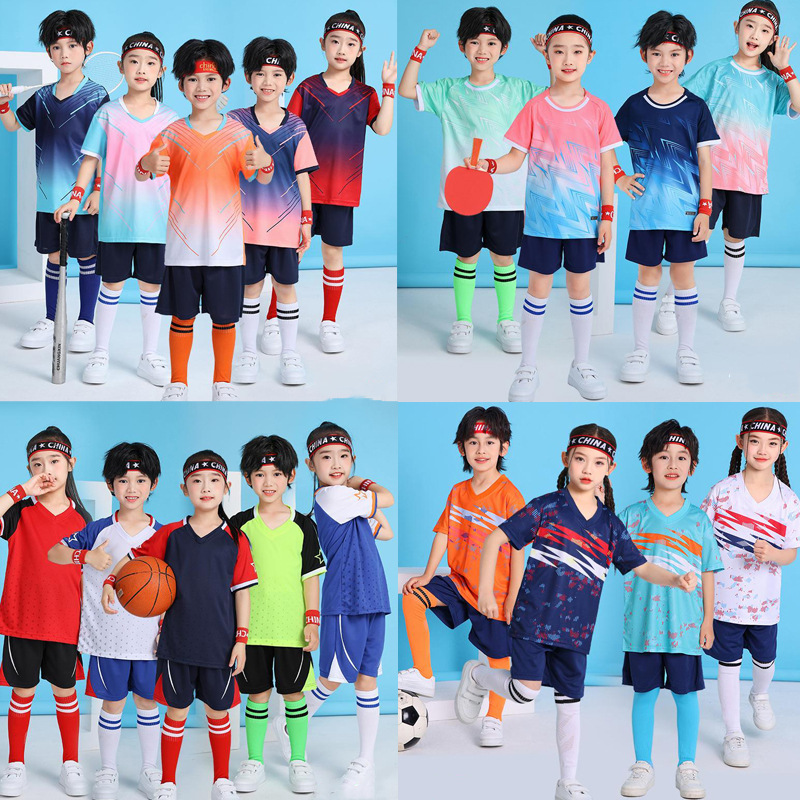 Children's sports suit quick-dry T-shirt custom short-sleeve team uniform for football, basketball, badminton, table tennis competition and training
