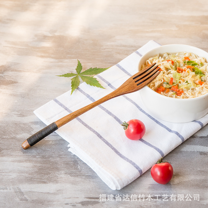 INS Luxury Light tenedor de madera cuchara de madera registro vajilla de madera maciza cuchara de mango largo cuchara de sopa japonesa cuchara de madera pequeña