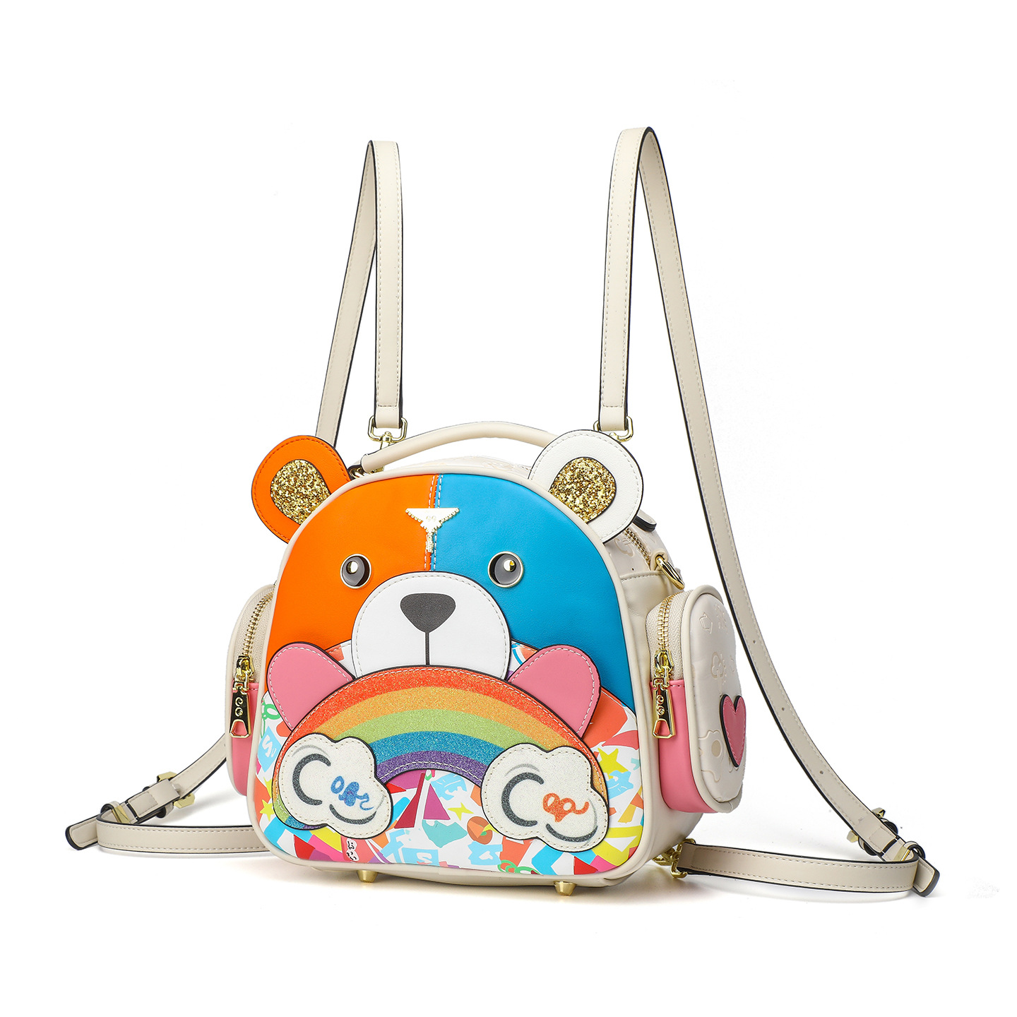 Personalidad de moda damas animales de dibujos animados mochila de hombro multipropósito colisión de colores versátil no colisión 2878 #