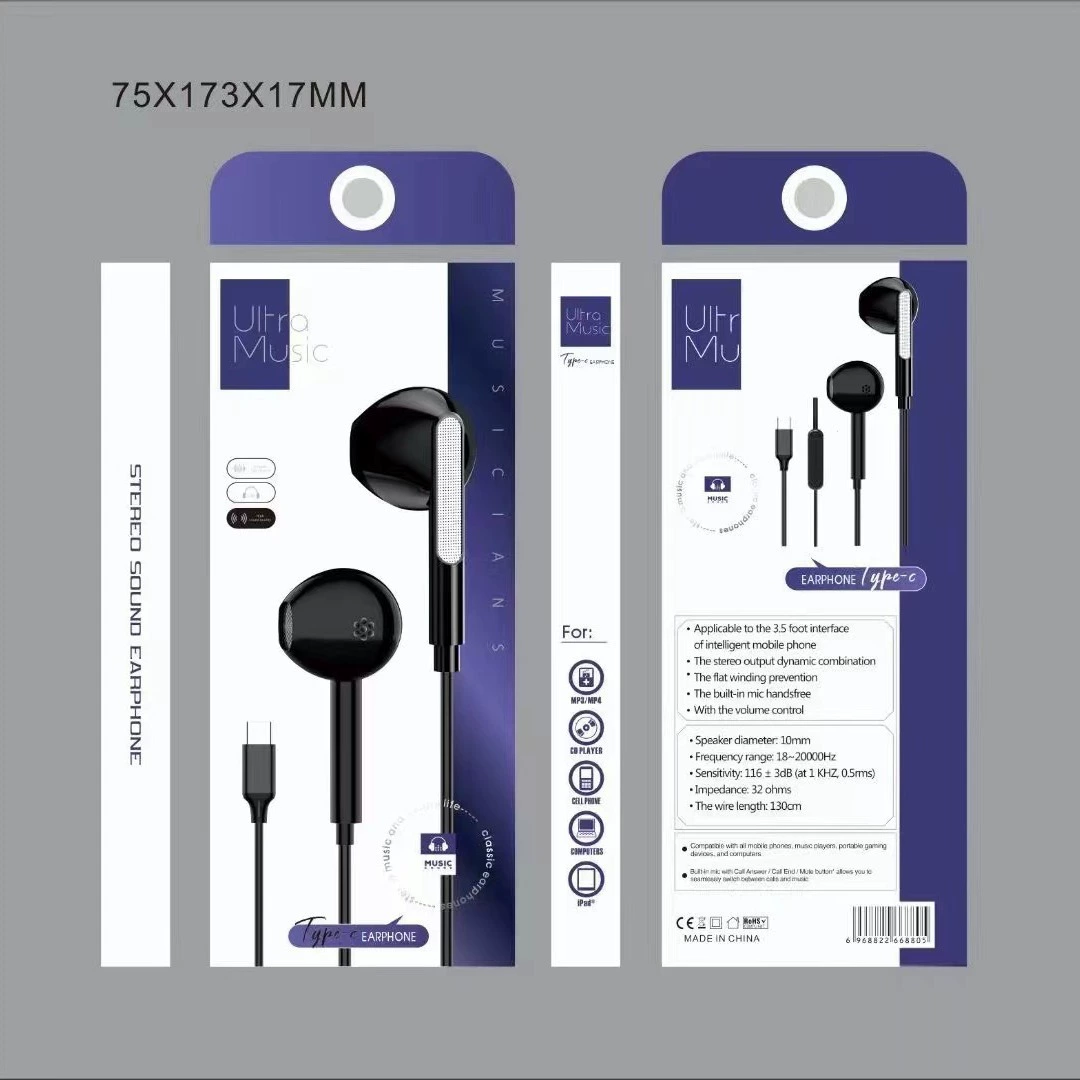 Подходящие наушники iPhone Bluetooth Apple/Android/Huawei проводные наушники type-c-вкладыши