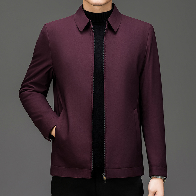 2024 winter new fleece-lined thick jacket high-end men's middle-aged father business casual warm lapel coat