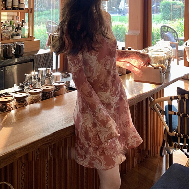 In Stock: Spring Special Edition Floral Print Bias-Cut Fishtail Flared Sleeve Dress, 2026 New Floral Short Dress