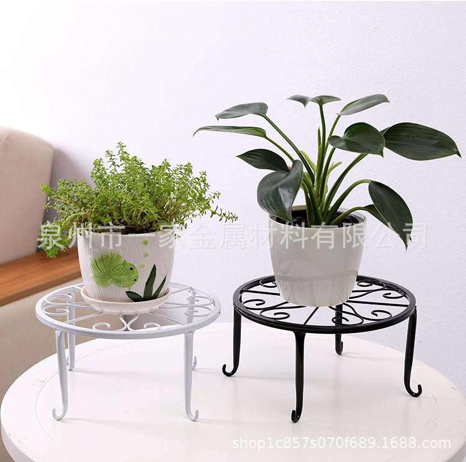 Soporte de hierro para macetas, soporte de una sola capa para plantas de patas bajas, soporte de metal para plantas, soporte redondo para flores, soporte de suelo para plantas verdes de interior
