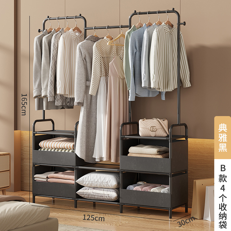 金属製簡易家庭用寝室鉄製フレーム、厚め、賃貸住宅用収納ハンガーラック、頑丈で耐久性があり、シンプルでモダン|undefined