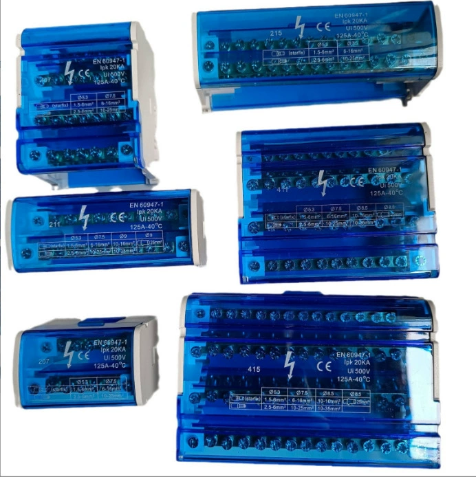 Клеммная коробка для нейтрального провода 207/211/215/407/411/415/413, медная, на рейку