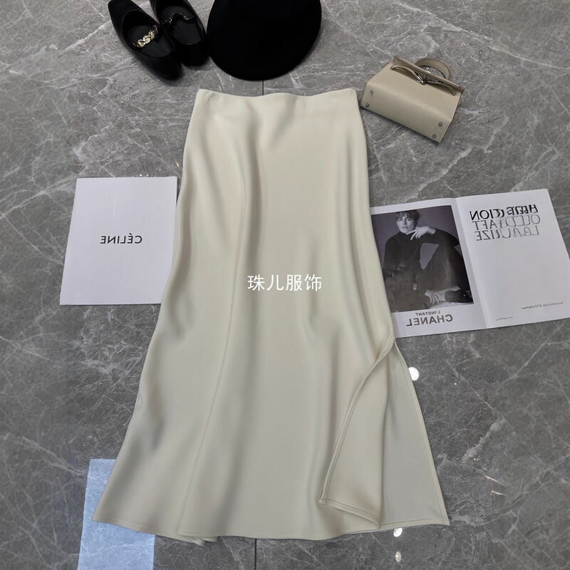 Nanyou Bias-Cut Silk Elastic Returnable Elegant Long Skirt Tencel Elegant Women's Autumn and Winter Style Skirt