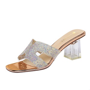 Han edition 838-1 daily female fashion cool slippers transparent with thick with delicate high-heeled hollow transparent