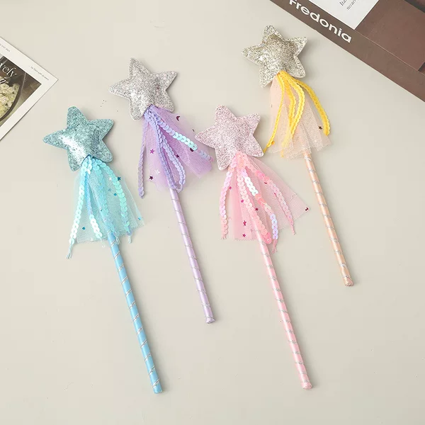 Fashion new sequins five-pointed star fairy stick festival children's performance props children's day party decoration supplies wholesale