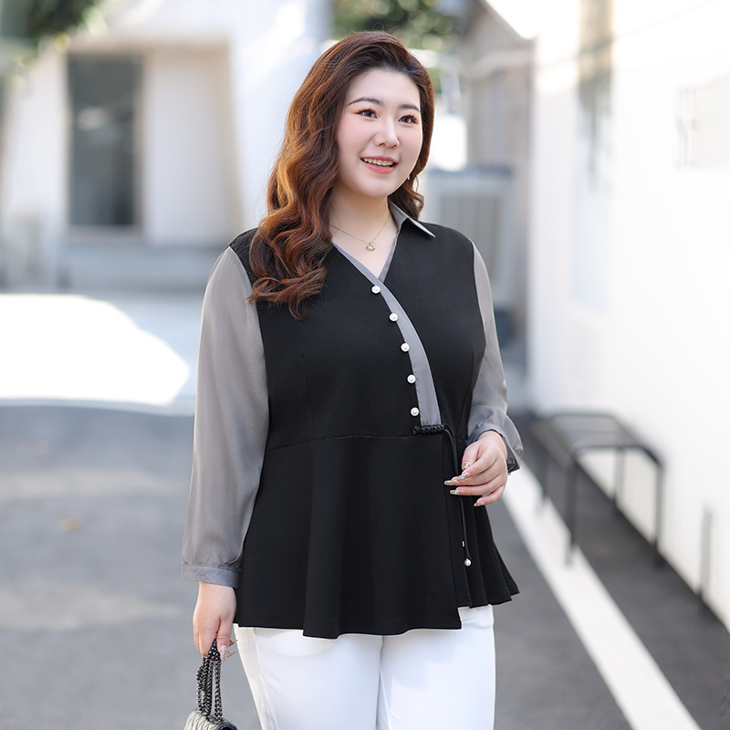 Plus-Size Women's Casual Shirts 2026 Autumn New Style Loose Tops for Chubby Girls Stylish Fashionable Tops