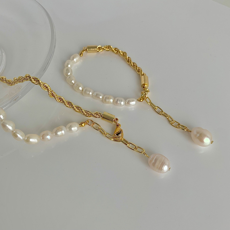 25g Weight Bracelets, Necklace Classification 1 Piece Quantity Date, Tea Party Occasion Imitation Pearl, Metal Material Geometric Pattern Women's Gender Plating Design Basic, Modern Style, Classic Style Style Basic Modern Style Classic Style Geometric Imitation Pearl Metal Plating Women's Bracelets Necklace 6