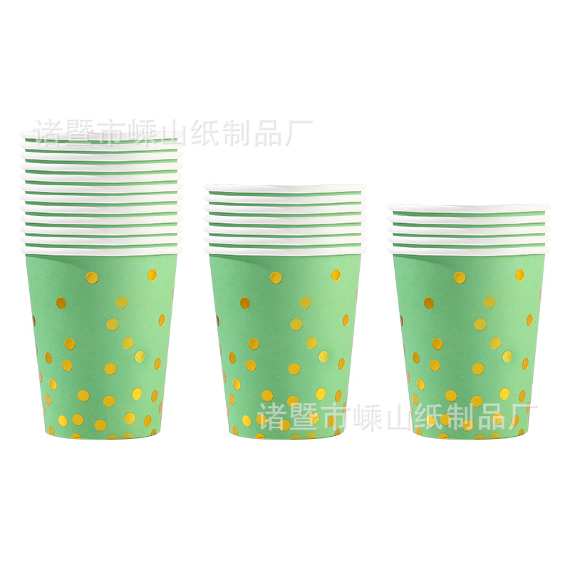 Platos desechables de papel tazas de papel comercio exterior monocromático punto de estampado conjunto de fiesta de cumpleaños distribución transfronteriza image 15