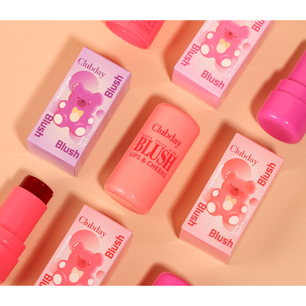 Clubday Multi-color Jelly Blush Stick, Q-bouncy fruit-flavored lip Dye stick, natural contouring lip gloss stick for both lips and cheeks undefined