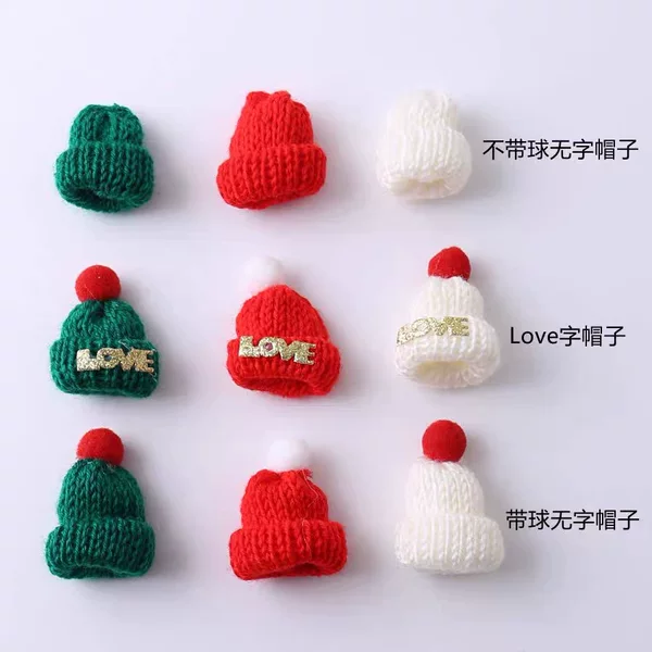 Spot Christmas Mini DIY Knitted Hat Clothing Accessories Doll Doll Toy Hairpin Decorative Fur Ball