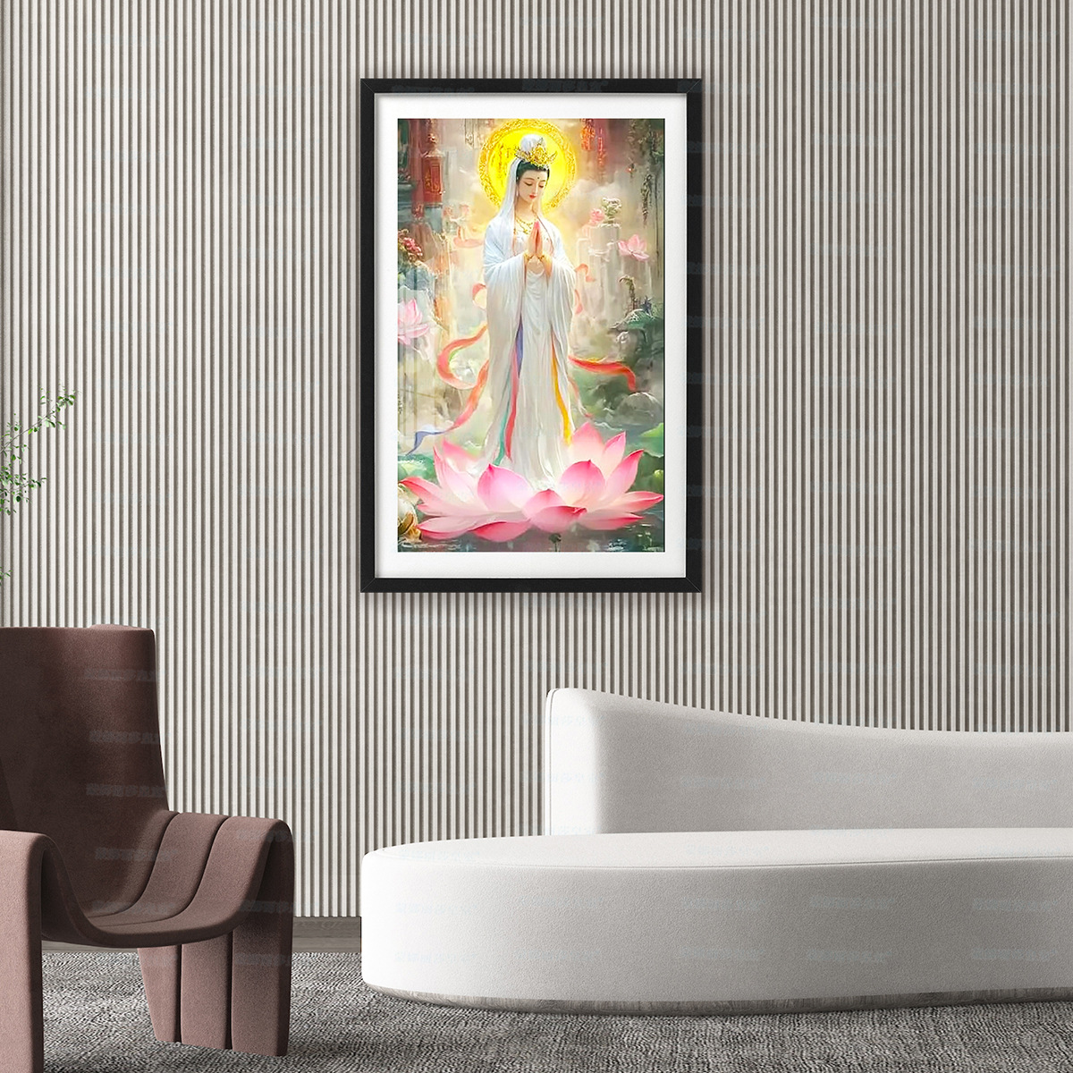 [Tejido de Algodón Importado] Punto de Cruz de la Mona Lisa, Tela Blanca, Nueva Estatua de Buda Guanyin, Punto de Cruz Grande para Sala de Estar image 2